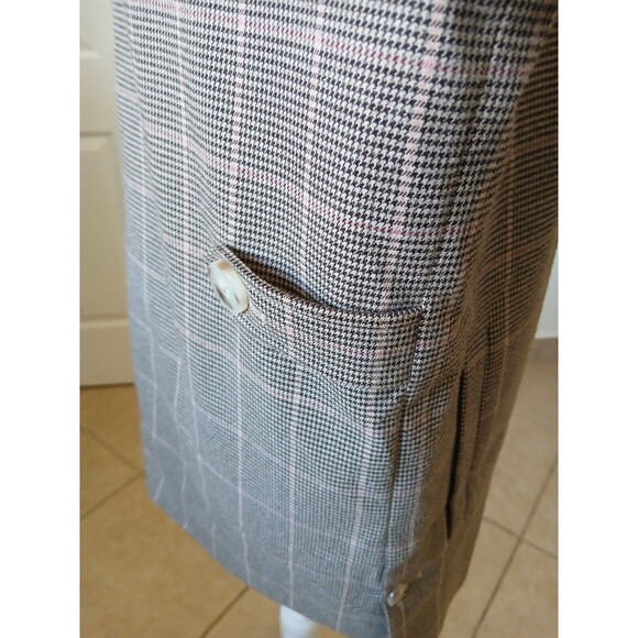 ENOR Womens Beige Plaid Double Breasted Blazer F  Career Office Chic Look - Picture 4 of 16